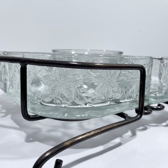 Princess House Fantasia Crystal Chip & Dip Server w/Metal Caddy 6 piece set - Picture 4 of 6